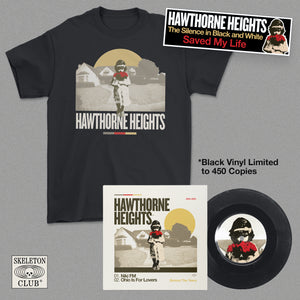 Hawthorne Heights "The Silence In Black and White" 20 Years Black T-Shirt/Limited Vinyl/Sticker Combo
