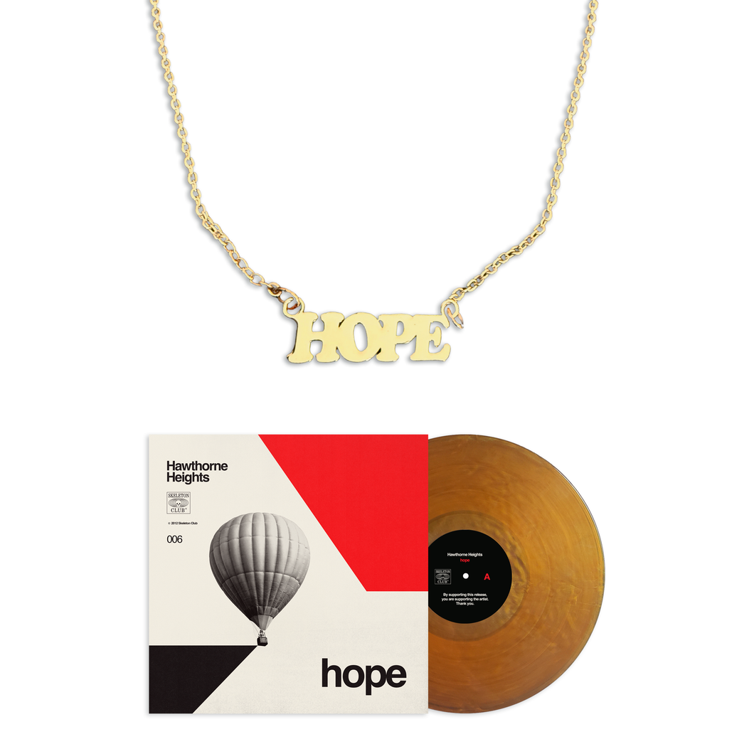 Hawthorne Heights - HOPE Gold Necklace and Signed LP Bundle (SCR 006)